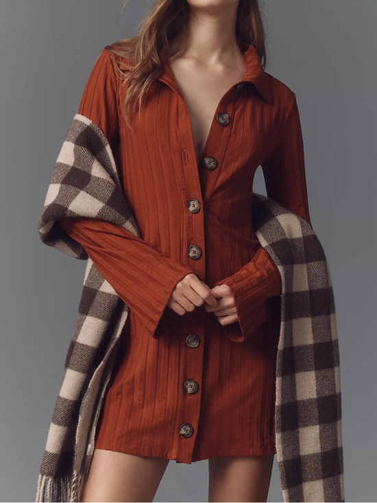 Reformation Dresses & Skirts - Reformation Benton Ribbed Button-Front Sweater Mini Dress
